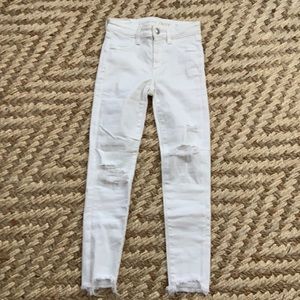 American Eagle - white frayed jeans 00